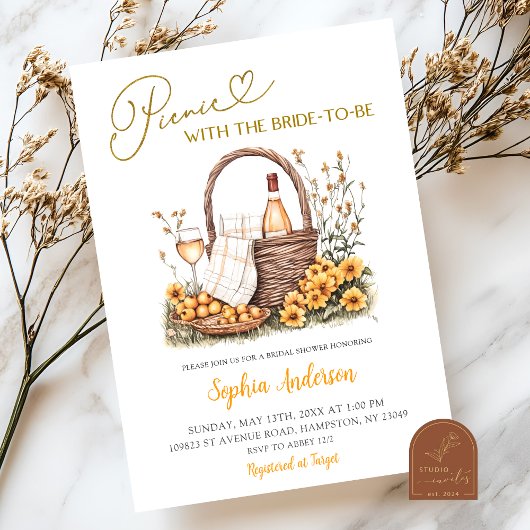 Gele Zonnebloem Zomer Picknick Vrijgezellenfeest Kaart