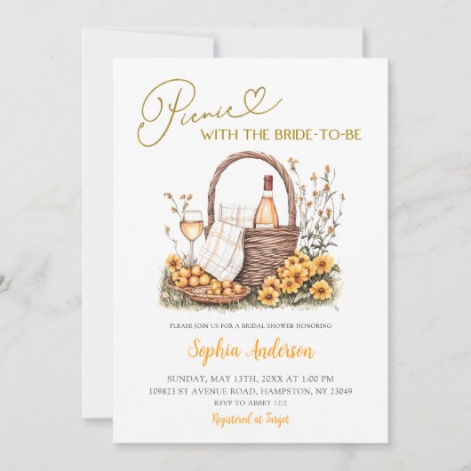 Gele Zonnebloem Zomer Picknick Vrijgezellenfeest Kaart (Voorkant)