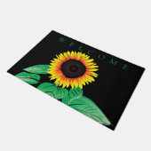 Gele Zonnebloem Zwarte Deurmat (Schuin)