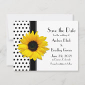 Gele zonnebloem Zwarte Polka Dots Save the Date (Voorkant)