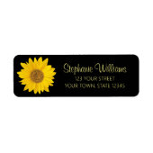 Gele Zonnebloem Zwarte Retouradres Etiket (Voorkant)