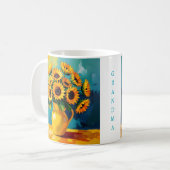 Gele zonnebloemen Aangepast Koffiemok (Voorkant links)