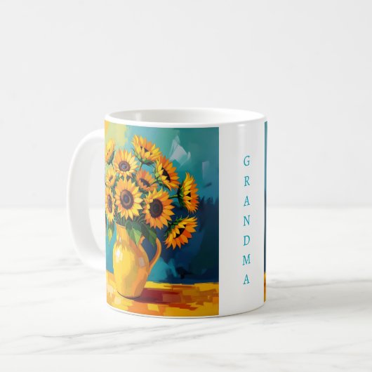 Gele zonnebloemen Aangepast Koffiemok (Voorkant links)