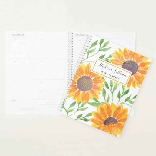Gele zonnebloemen Aangepast Planner (Display)