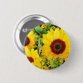 Gele zonnebloemen afdrukken ronde button 5,7 cm (Voorkant /achterkant)