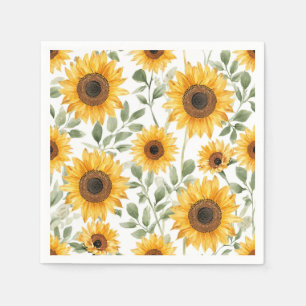 Gele Zonnebloemen Aquarel Bloem Schilderij Servet