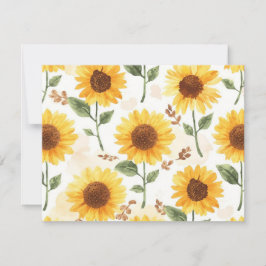 Gele Zonnebloemen Aquarel Bloemige Fantasiekaart