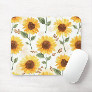 Gele Zonnebloemen Aquarel Bloemige Whimsical Muismat