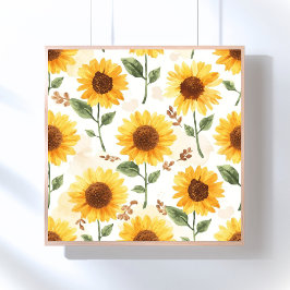 Gele Zonnebloemen Aquarel Bloemige Whimsical Poster