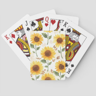 Gele Zonnebloemen Aquarel Bloemrijke Whimsical Pokerkaarten