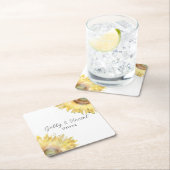 Gele Zonnebloemen Aquarel Bruiloft Kartonnen Onderzetters (Insitu)