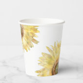 Gele Zonnebloemen Aquarel Bruiloft Papieren Bekers (Achterkant)