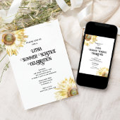 Gele zonnebloemen aquarel litho zomerzonnewende kaart