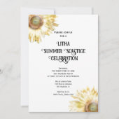 Gele zonnebloemen aquarel litho zomerzonnewende kaart (Voorkant)