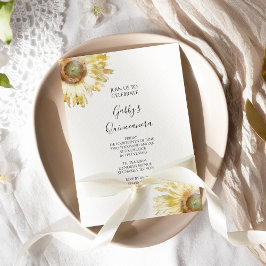 Gele zonnebloemen aquarel Quinceañera Kaart