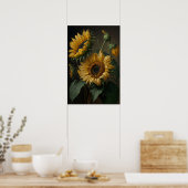 Gele Zonnebloemen Art Print Poster (Keuken)