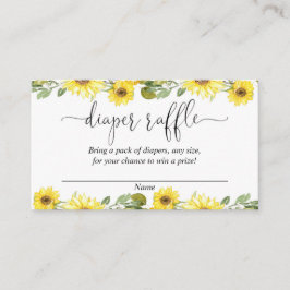 Gele zonnebloemen baby shower luierkaarten informatiekaartje