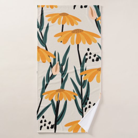 Gele zonnebloemen badhanddoek (Badhanddoek)