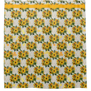 Gele zonnebloemen Bathroom Gele bruine douche Cur Douchegordijn