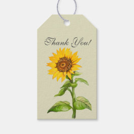 Gele zonnebloemen bedankt cadeaulabel
