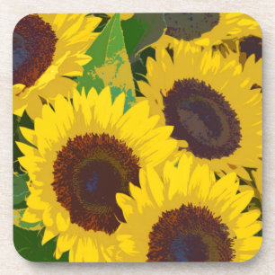 Gele zonnebloemen bier onderzetter