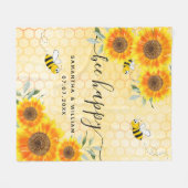 Gele zonnebloemen bijen, bijtend bruiloft fleece deken (Voorkant (Horizontaal))