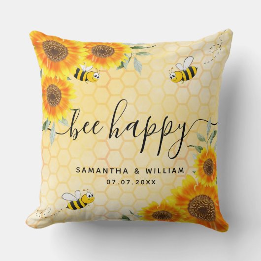 Gele zonnebloemen bijen, bijtend bruiloft kussen (Voorkant)