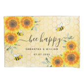 Gele zonnebloemen bijen, bijtend bruiloft kussensloop (Voorkant)