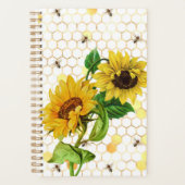  Gele Zonnebloemen Bijen Honeycomb Planner (Voorkant)