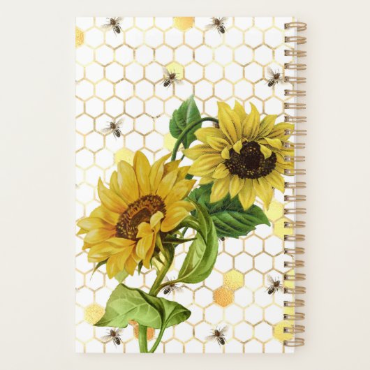  Gele Zonnebloemen Bijen Honeycomb Planner (Achterkant)
