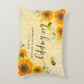 Gele zonnebloemen bijen rustige trouwende koppels accent kussen (Achterkant (Verticaal))