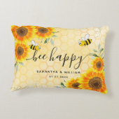 Gele zonnebloemen bijen rustige trouwende koppels accent kussen (Achterkant)