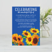 Gele Zonnebloemen & Blauwe Hemelen Viering van het Kaart (Staand voorkant)