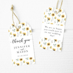 Gele Zonnebloemen Bloemen Huwelijk Dank u Labels Cadeaulabel
