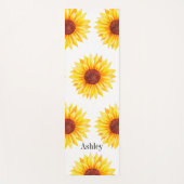 Gele Zonnebloemen Bloemen Patroon Wit Yogamat (Voorkant)