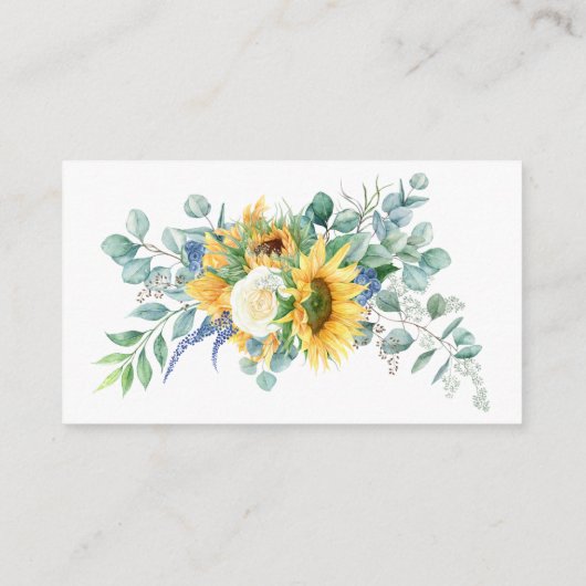 Gele Zonnebloemen Bloemenluier Raffle Script Tekst Informatiekaartje (Achterkant)