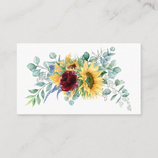 Gele Zonnebloemen Bloemenluier Raffle Script Tekst Informatiekaartje (Achterkant)