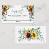 Gele Zonnebloemen Bloemenluier Raffle Script Tekst Informatiekaartje (Voorkant / Achterkant)