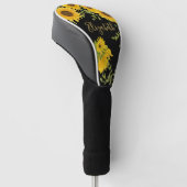 Gele Zonnebloemen Bloemstuk aangepaste naam dames Golfheadcover (Schuin)