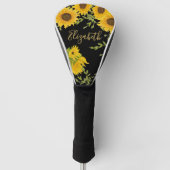 Gele Zonnebloemen Bloemstuk aangepaste naam dames Golfheadcover (Voorkant)