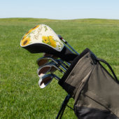 Gele Zonnebloemen Bloemstuk aangepaste naam dames Golfheadcover (Insitu)