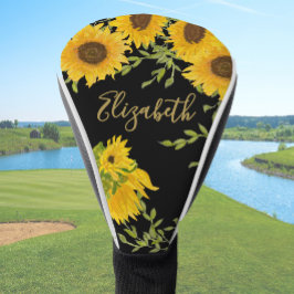 Gele Zonnebloemen Bloemstuk aangepaste naam dames Golfheadcover