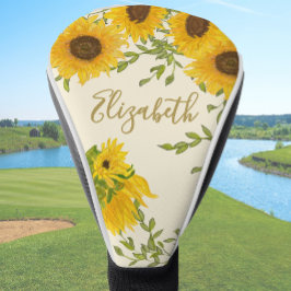 Gele Zonnebloemen Bloemstuk aangepaste naam dames Golfheadcover
