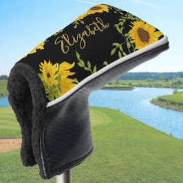 Gele Zonnebloemen Bloemstuk aangepaste naam dames Golfheadcover