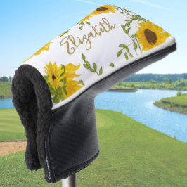 Gele Zonnebloemen Bloemstuk aangepaste naam dames Golfheadcover