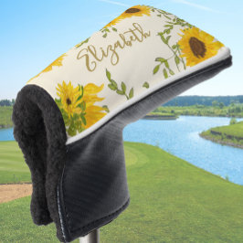 Gele Zonnebloemen Bloemstuk aangepaste naam dames Golfheadcover