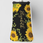 Gele Zonnebloemen Bloemstuk aangepaste naam dames Golfheadcover (Draai 90)