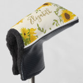 Gele Zonnebloemen Bloemstuk aangepaste naam dames Golfheadcover (3/4 voorkant)
