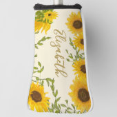 Gele Zonnebloemen Bloemstuk aangepaste naam dames Golfheadcover (Draai 90)