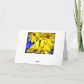 Gele Zonnebloemen, Blue Bee - Verjaardag Kaart (Achterkant)